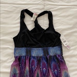 Peacock print maxi dress